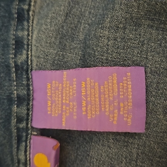 VTG DISNEY Eeyore Heart Patchwork Denim Chambray Snap Button Sleeveless Shirt - Picture 8 of 10